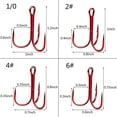 thumbnail image 2 of Fishing Red Treble Hooks,100pcs Sharp Round Bend Barbed Treble Hook High-Carbon Steel Hooks for Bass Trout Saltwater Freshwater Size 10#, 2 of 6