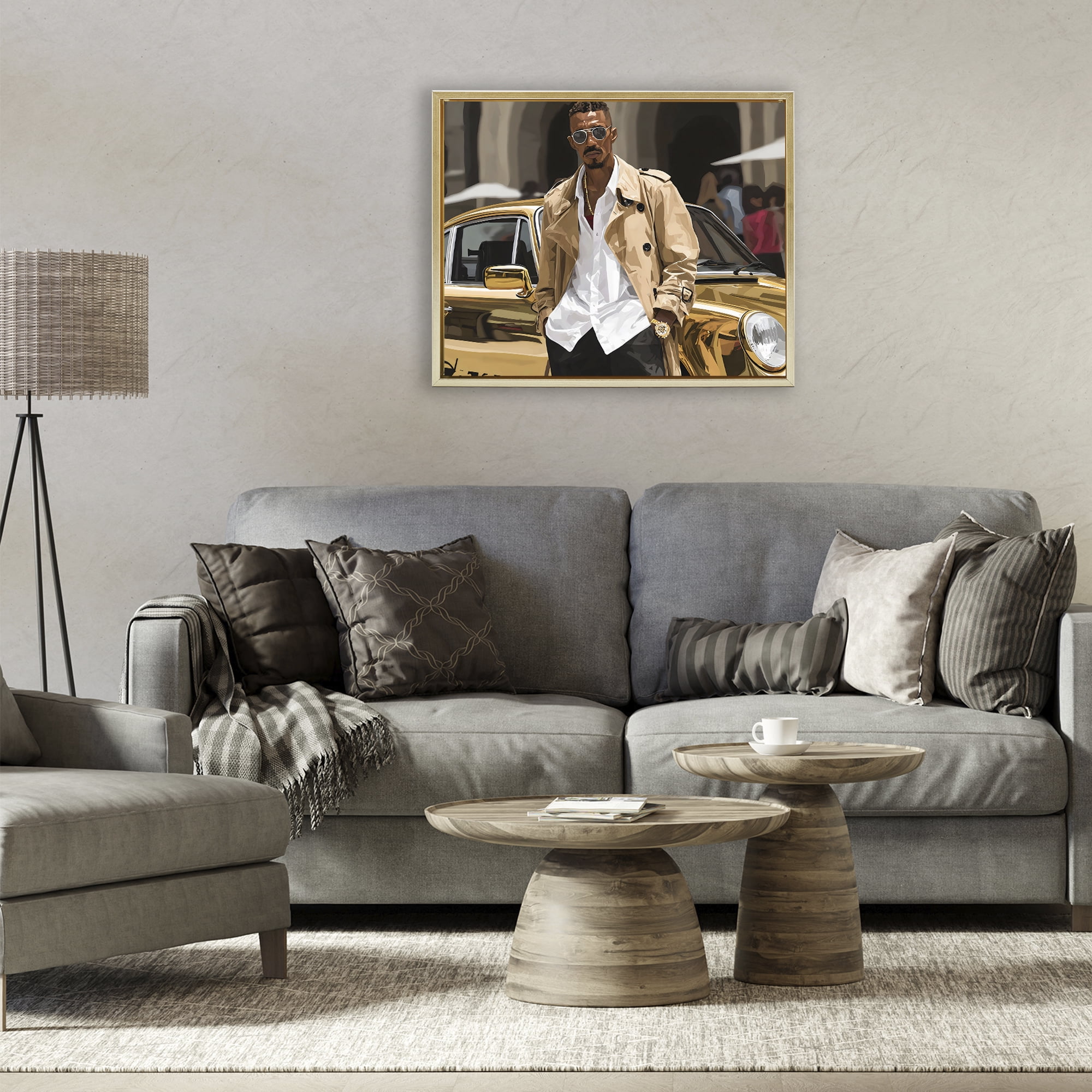 Stupell Industries Classy Gilded Sportscar & Driver Gold Framed Floater Canvas Wall Art, design by Franklyn Gregory