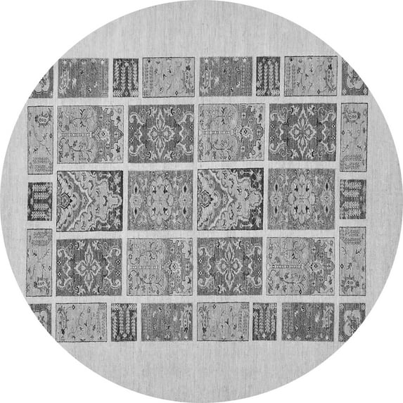 Ahgly Company Indoor Round Abstract Gray Modern Area Rugs, 7' Round