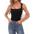 thumbnail image 2 of Females Square Neck Tank Tops Dressy Summer Sleeveless Shirts Going Out Fitted Trendy Tops T Shirts Blouses Black L, 2 of 9