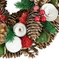 thumbnail image 5 of Northlight White Wooden Rose, Pine Cone and Berry Artificial Christmas Wreath, 10-Inch, Unlit, 5 of 6