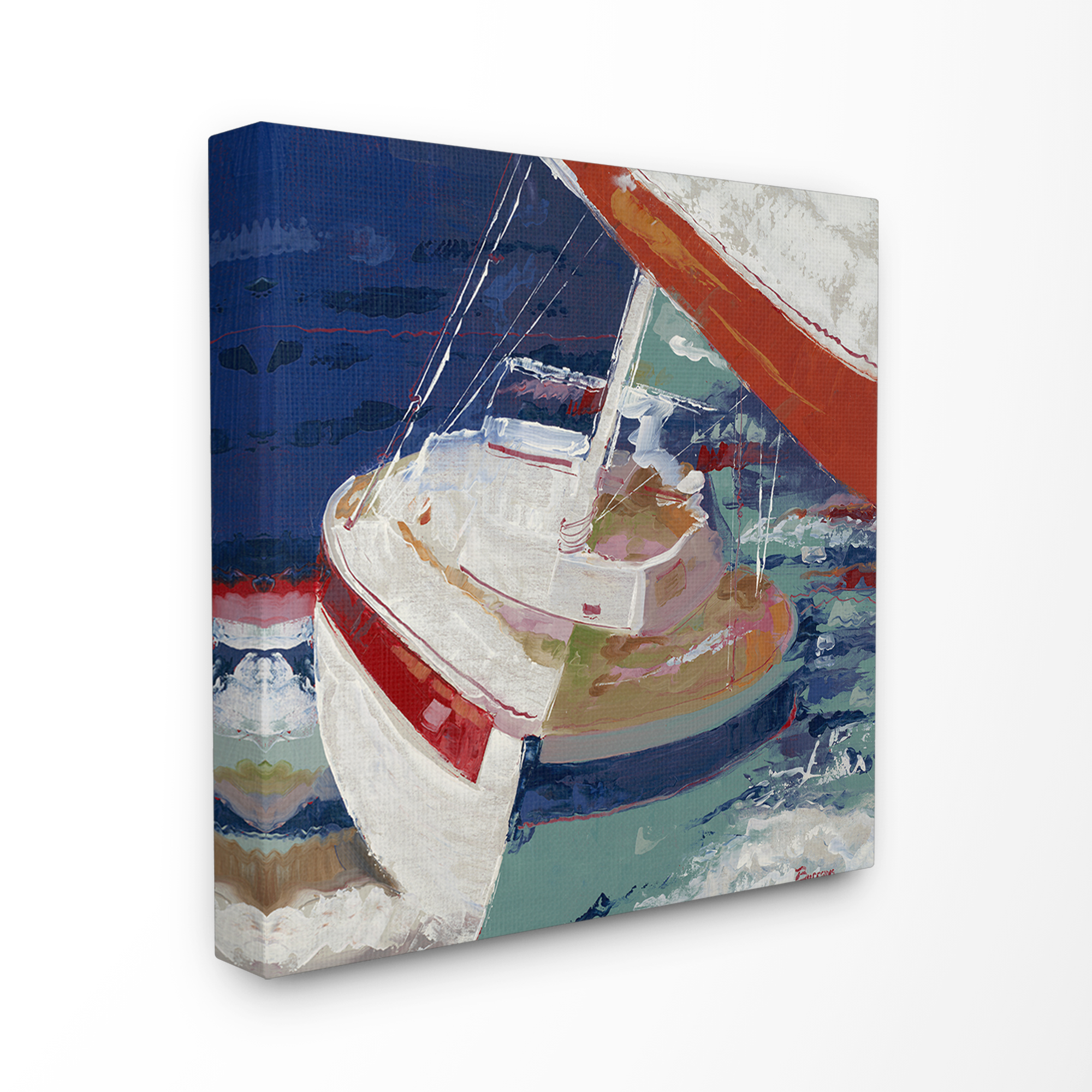 red white and blue sailboat