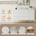 thumbnail image 4 of YouTrend 6 Drawer White Dresser,Double Dresser Adult Storage Cabinet with W Pattern for Living Room Bedroom Hallway, 4 of 10