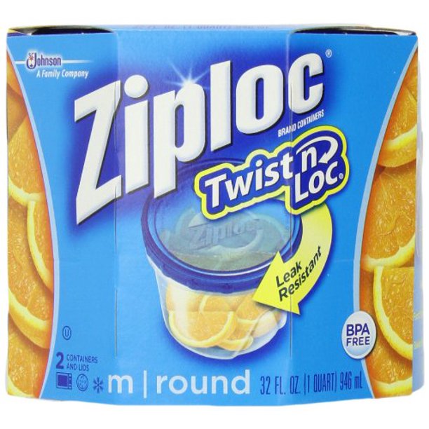 Ziploc Twist 'N Loc , Medium Round, Containers & Lids, 2Count (Pack of