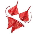 thumbnail image 1 of Guardurnaity Conjunto de lencería de mujer cómodo y sexy con copa abierta Lencería sexy para mujer Sujetador de copa abierta Disfraces de disfraces Rojo, 1 of 6