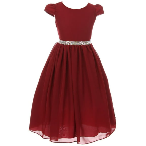 Little Girls Dress Sequins Ruffle Trim LayeBurgundy Tulle Pageant Party Flower Girl Dress Burgundy Size 2 (K64K20)