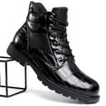 thumbnail image 2 of Men Ankle Boots Western Vintage Faux Leather Waterproof Lace Up High Top Casual Leather Boots Combat Boots Short Boots, 2 of 6
