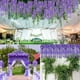 thumbnail image 2 of 12 Piezas De Glicinas De 3,6 Pies. Guirnaldas Colgantes De Glicinas Con Flores Para Bodas, Hogar, Color Morado., 2 of 8