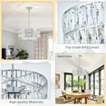 thumbnail image 5 of Chrome 18" Drum Crystal Chandelier 6-Lights Crystal Pendant Light Large Semi Flush Mount Ceiling Lights for Dining Room Living Room Kitchen Closet, 5 of 6