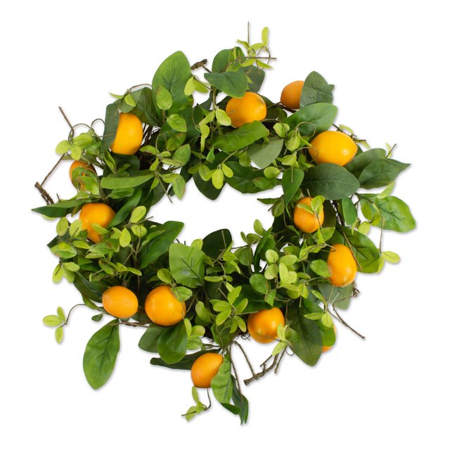 Corona decorativa DII para primavera y verano con limones, 50 cm de diámetro