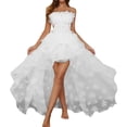 thumbnail image 2 of siminsem Gothic Corset Dress Set Women Halloween, Strapless Lace Corset Top Floral Tulle High Low Skirt Masquerade Party Queen Dress Up Outfit, White,XL, 2 of 4