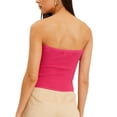 thumbnail image 5 of hirigin Women's Strapless Crop Tops, Solid Color Twist Front Cutout Ruched Knit Tube Tops, 5 of 7