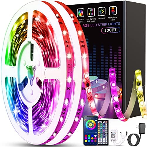 Tenmiro Led Lights for Bedroom 100ft(2 Rolls of 50ft) Smart Music Sync  Color Changing LED Strip Lights with App and Remote Control RGB LED Strip,  LED