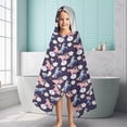 thumbnail image 6 of Dark Purple Cartoon Unicorn Flower Pattern Hooded Bath Towel，60"x35" for Ages 3 To 12 Kids, Quick Dry Lightweight Soft Microfiber Hood Beach Towel Cover Up for Kids, 6 of 7
