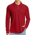 thumbnail image 2 of Resicozy Mens Fashion Polo Shirts Classic Long Sleeve Quick Dry Basic Button Tees Stylish Tops Golf Shirt Red 3XL, 2 of 7