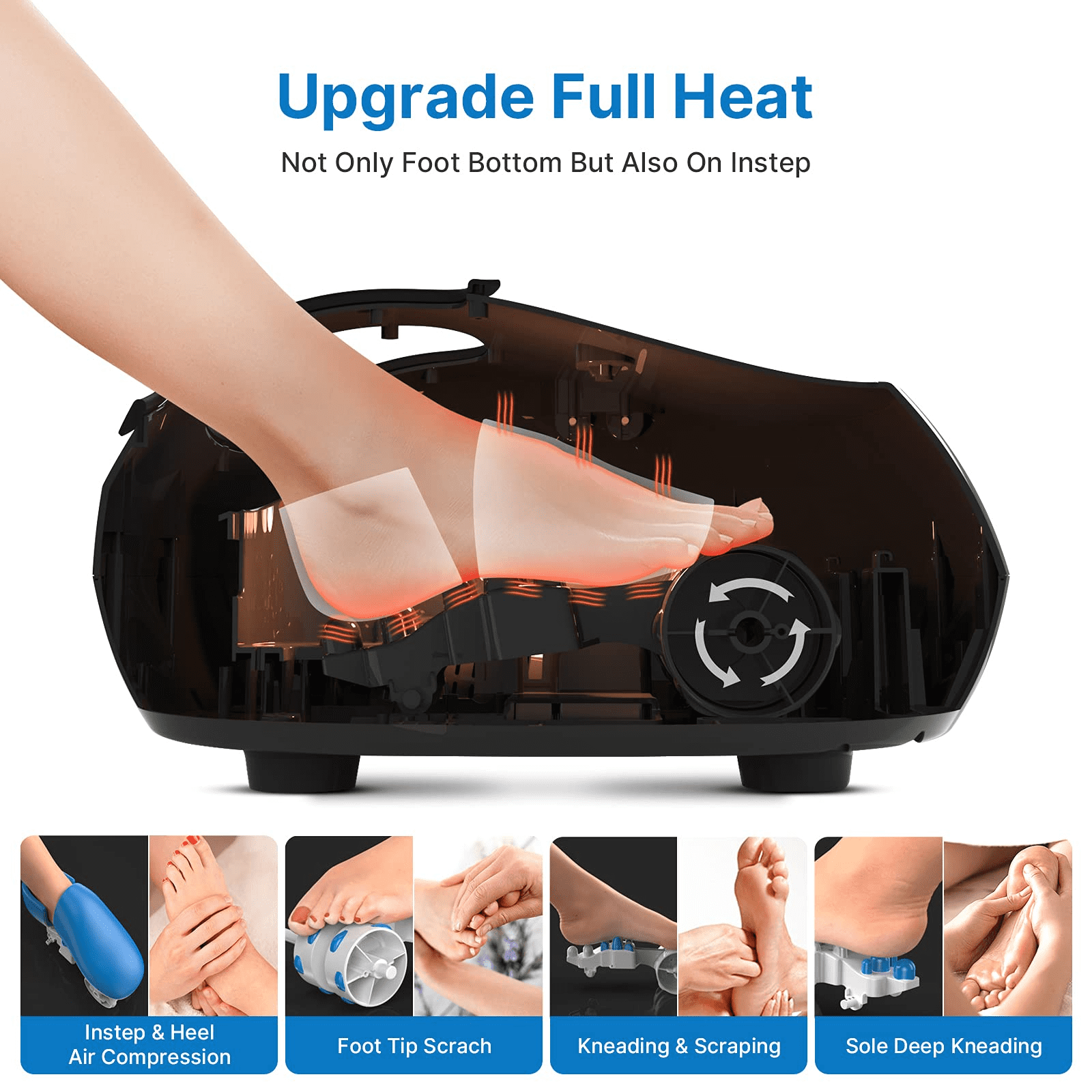RENPHO Upgraded Foot Massager Machine with Heat and Remote, Handle Shiatsu Deep Kneading Multi Level Full Cover Massager Relief for Tired Muscles and Plantar Fasciitis, Fits Feet up to Size 12