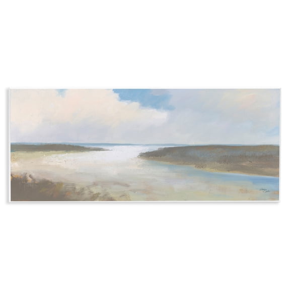 Stupell Industries Soft Coastal Shore Nautical & Beach Painting Unframed Art Print Wall Art, 17 x 7