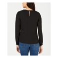 thumbnail image 2 of Leyden Womens Lace-Trim Pullover Blouse, Black, Large, 2 of 2