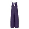 thumbnail image 4 of Jumpsuit Women'S High Waisted Wide Leg Loose Jumpsuit Casual Suspenders With Long Pants Zipper Jumpsuit,Purple Women'S Polyester Jumpsuit L, 4 of 5