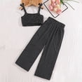 thumbnail image 2 of Girl's 2 Piece Set Ruffle Crop Tank Tops with High Waist Wide Leg Pants Elegant Casual Summer Outfits (9-10 Years, Black), 2 of 8