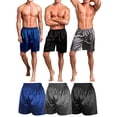 thumbnail image 4 of Deago Men's Silk Satin Boxers Shorts Underwear Sleepwear Sleep Pajama Lounge Shorts (Blue, XL), 4 of 10