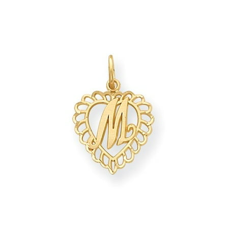 14k Yellow Gold Initial M Charm Pendant