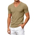 thumbnail image 6 of yillto Mens V Neck Shirts Cotton Short Sleeve Breathable Big and Tall Tops Summer Loose Plain Tee, 6 of 7