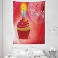 thumbnail image 1 of 65th Birthday Decorations Tapestry, Sixty Five Artistic Sun and Stars Figures Cupcake Candle, Wall Hanging for Bedroom Living Room Dorm Decor, 60W X 80L Inches, Red Orange Blue, by Ambesonne, 1 of 2