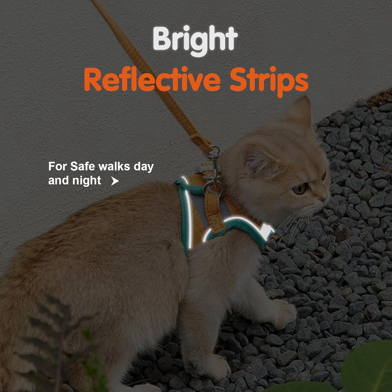 Escape-Proof Vest Style Cat Harness and Leash，Equipped with Reflective Strips and Double Buckles, It Is Breathable and Soft—suitable for Both Indoor and Outdoor Use.