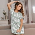 thumbnail image 3 of Pofeuu White Birds Print Women's Loose Fit Short Sleeve Nightgown, Comfortable Sleep Dress for Women, Casual Lounge Sleepwear, Soft Cotton Sleep Dress, 3 of 6