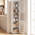 thumbnail image 4 of Costway Bathroom Cabinet, Slim Floor Storage Cabinet with 2 Fluted Doors,4 Rubber Feet White, 4 of 10