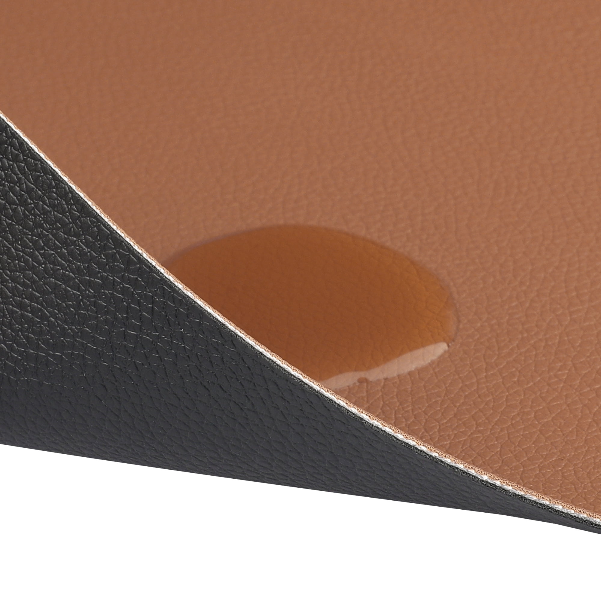 Unique Bargains Placemats Set of 2, Faux Leather Easy to Clean Table Mats Place Mats Brown Black 17x12 inch