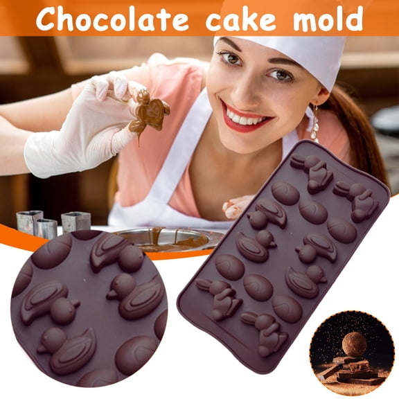 Easter Egg Silicone Molds, Easter Chocolate Rabbit Bunny Duck Shape Resin Chocolate Mold Silicone Candy Pan for Easter Party Fondant Jelly Dome Cake Topper Making