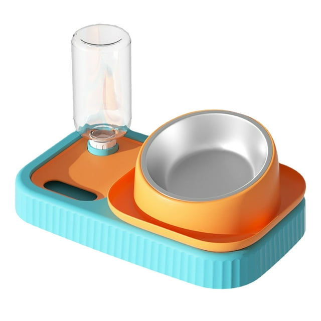 Cuenco de comida para gatos, bebedero automático antiderrames de acero inoxidable, cuenco de agua inclinado de 15 grados para mascotas pequeñas y medianas