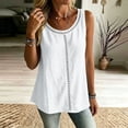 thumbnail image 6 of ClodeEU Women's Linen Blend Crew Neck Sleeveless Button Down Blouse, Loose Fit Casual Everyday Summer Tank Top White,Women's Plus L, 6 of 7