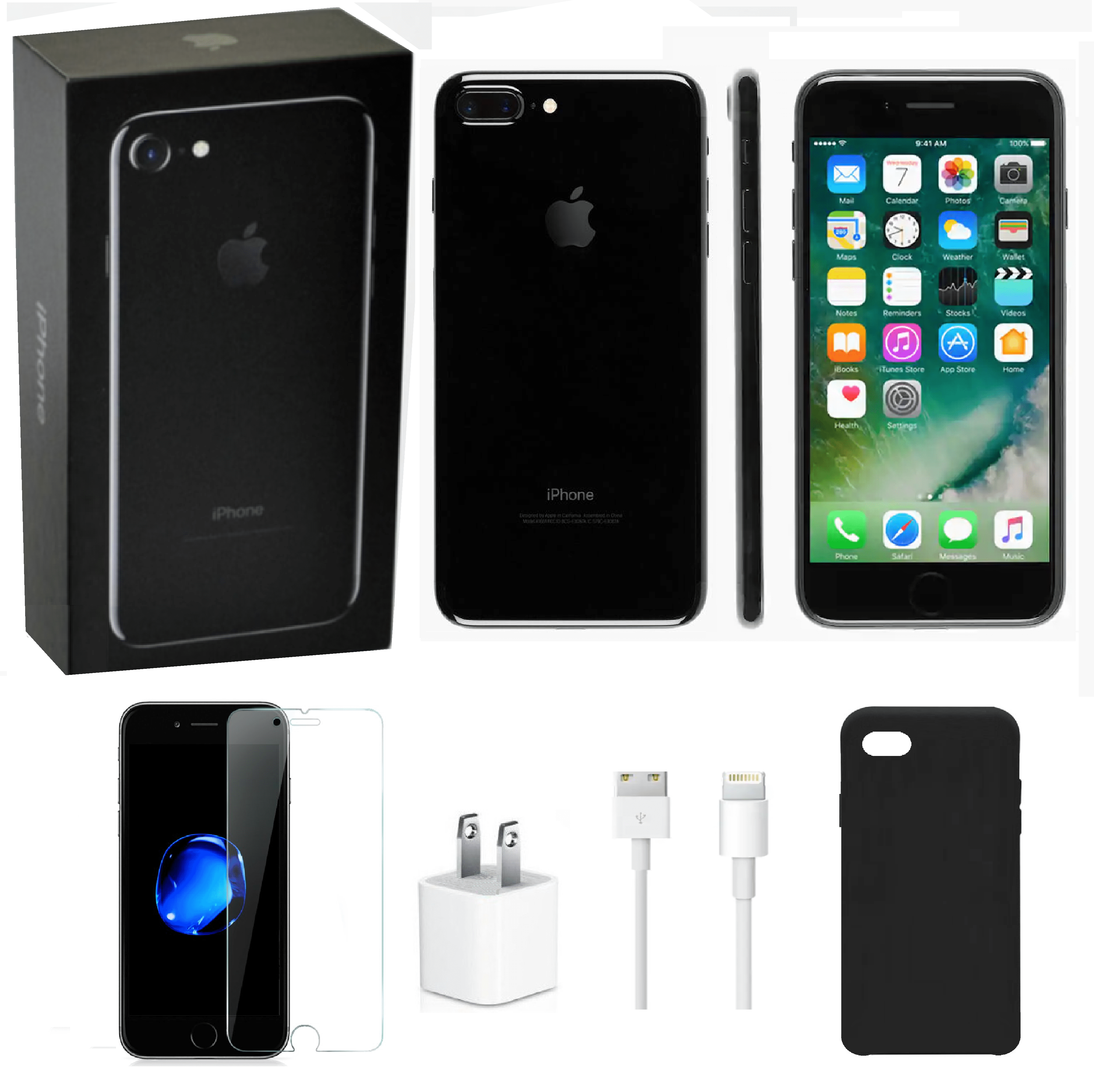 Open Box Apple Iphone 7 Plus 128gb Jet Black Unlocked Bundle Tempered Glass Case And Charger Walmart Com Walmart Com