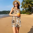 thumbnail image 3 of Rocae Snake And Flower for Sleeveless Dresses Summer Casual Ruffle Sleeveless Cute Crew Neck Flowy Dress with Pockets, 3 of 7