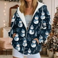 thumbnail image 2 of idosla Christmas Hoodie for Women Zip Up Trendy Graphic Hooded Sweatshirt Comfy Casual Long Sleeve Winter Tops (Dark Blue, M), 2 of 7