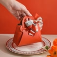 thumbnail image 4 of Elegant Wedding Candy Box, Portable Leather Wedding Candy Box With Ribbon Creative New Wedding Holiday Party Easy To Assemble Small Gift Bag, 4 of 8