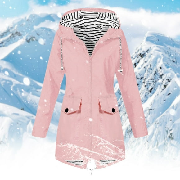pxiakgy women solid rain jacket outdoor plus size waterproof hooded windproof loose coat pink xxl