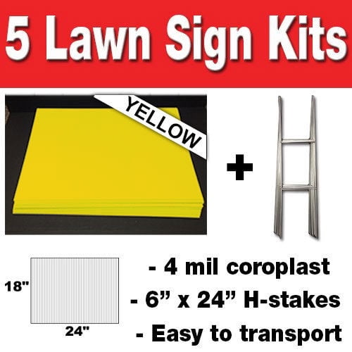 HARD HAT AREA 18x24 Yard Sign WITH STAKE Corrugated Bandit USA BUSINESS CAUTION 