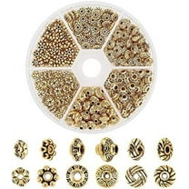 300pcs Antique Golden Spacer Beads 6 Style Tibetan Metal Jewelry Beads Loose Spacer Beads for Bracelet Necklace Jewelry Making Supplies(5.5-6.5mm)