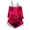 thumbnail image 5 of fheaev Silk Pajamas for Women Satin Cami Pjs Set V Neck Camisole Top and Shorts Set Summer Sleepwear S-XL, 5 of 6