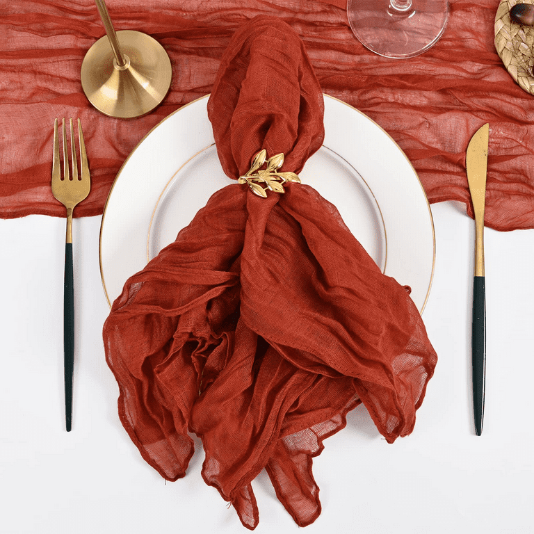 Gauze Cheesecloth Napkins Wrinkled Dinner Napkins Soft Cotton Table Napkins  Decorative Cloth Napkins for Weddings Parties Family Everyday Use, 20 x 20