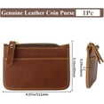 thumbnail image 2 of 111 * 80mm Rectangle Leather Credit Card Wallets Saddle Brown Coin Purse Zipper Pouch Crazy Horse Change Holder Small Zipper Pouch, 2 of 9