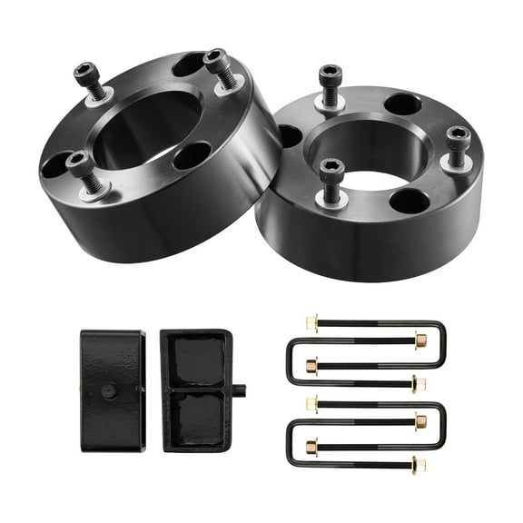 KFFKFF 3 Inch Front and 2 Inch Rear Suspension Leveling Kit for 2007-2023 Silverado 1500 2WD/4WD, 2007-2023 Sierra 1500 2WD/4WD, Includes Front Strut Spacers, Rear Lift Blocks, and U-Bolts