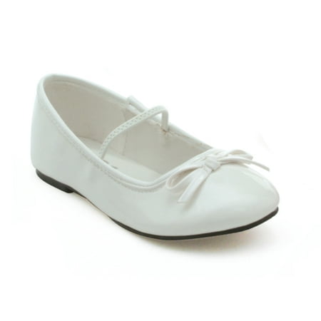 Girls White Patent Ballet Flat Shoes - Walmart.com