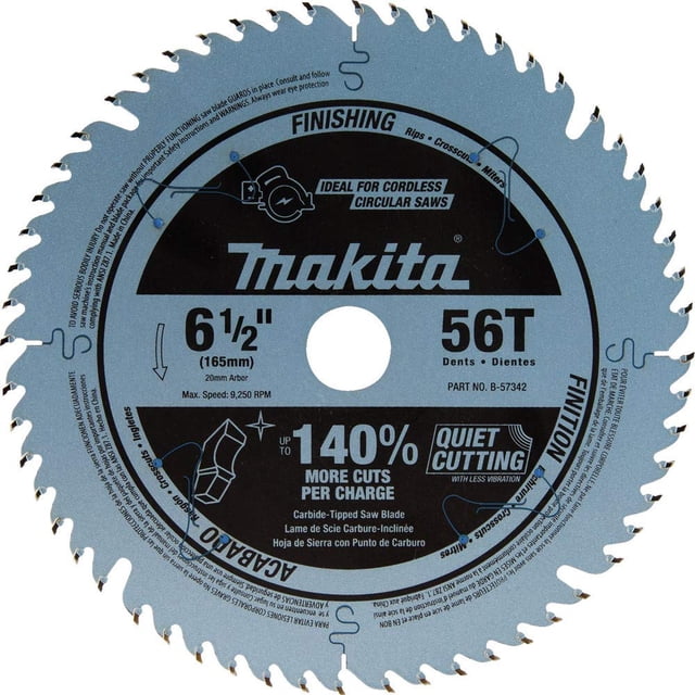 Hoja de sierra de inmersión Makita B-57342 56T con punta de carburo 165 mm