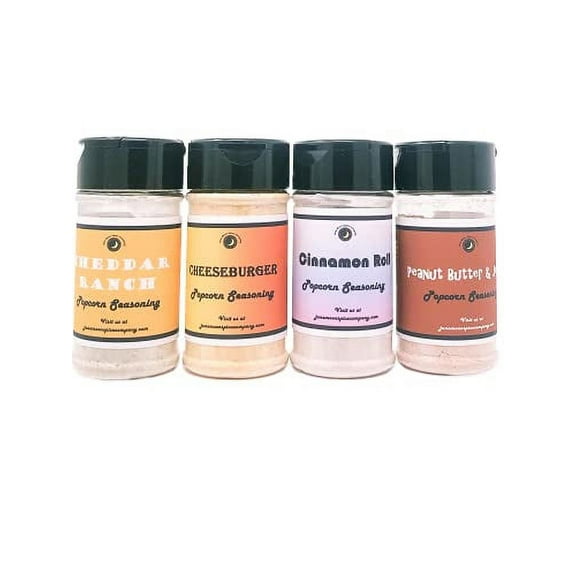 Popcorn Seasoning 4 Pack | Cheddar Ranch | Cheeseburger | Cinnmaon Roll | Peanut Butter & Jelly