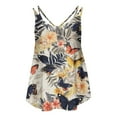 thumbnail image 4 of Spaghetti Straps Cami Top For Women Flower Print Sleeveless T-Shirt Womens Sexy Pleated Tank Top Crew Neck Casual Comfortable T Shirt Women's 2024 Summer Tops, 4 of 5